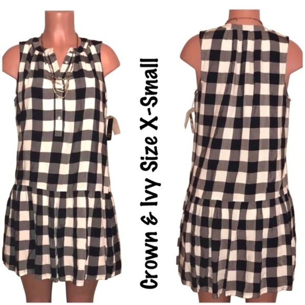 Crown & Ivy - Mini Women Dress Blue & withe Sleeveless New Size X-Small - Picture 1 of 11